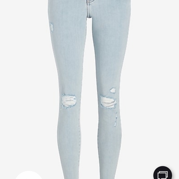 Express Light Wash Low Rise Skinny Distressed Jeans - Picture 8 of 13